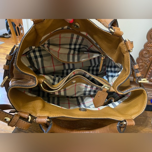 Burberry Tan Leather Bridle Trim Hepburn Crossbody Shoulder Bag - Picture 10 of 10